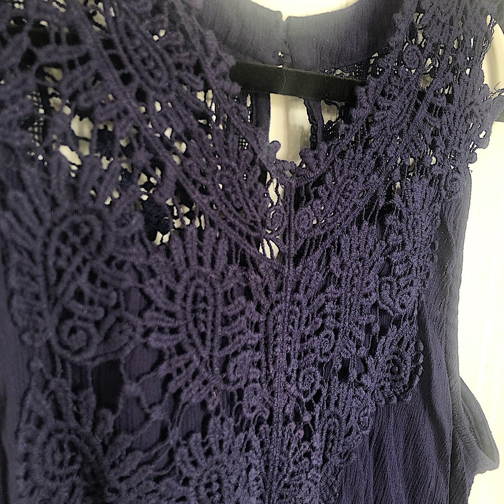 navy blue dress tank top with lace detailing